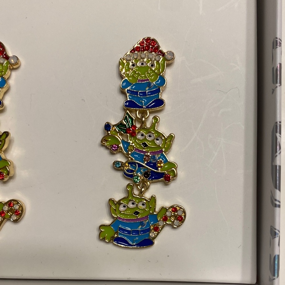 BaubleBar Disney Pixar Toy Story Alien Christmas Dangle Earrings NIB - Picture 2 of 4